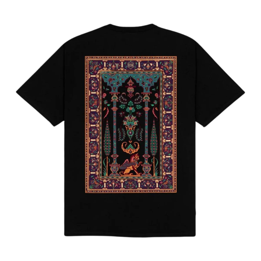 Dolly Noire Persian Rug Tee Black Printed Short Sleeve T-Shirt Wear in Spring and Summer, School, 2000s Style