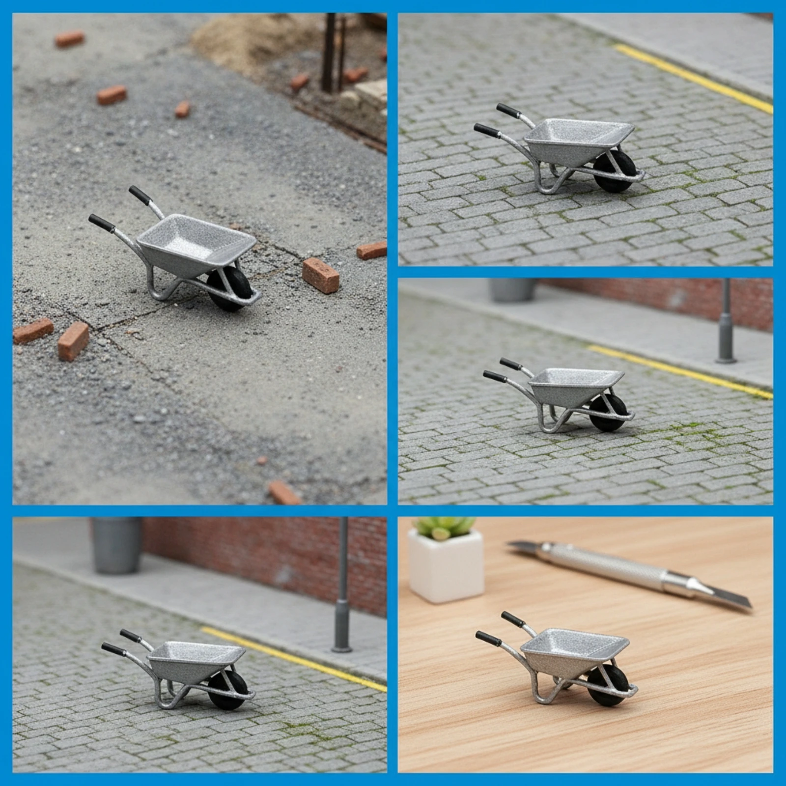 Brouette miniature à l'échelle 1/64, modèle de brouette, décoration de diorama, chariot en résine détaillé pour modélistes, dioramas