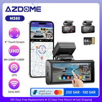 AZDOME 3 Channel Dash Cam M580 Car Camera WiFi GPS 4K+1080P+1080P Front and Rear Inside Dashcam IR Night Vision Driving Recorder