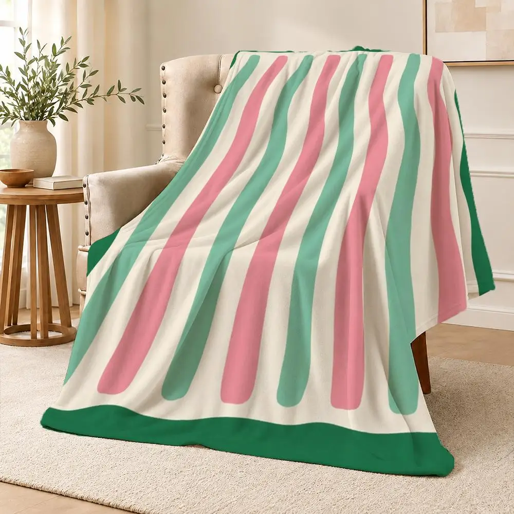 Modern Retro Abstract Wavy Line Art Wall Decor Throw Soft Flannel Throw Blanket for Couch Bed Sofa Warm Cozy All Season