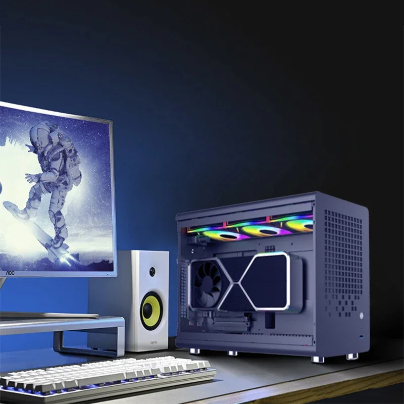 Mini-ITX PC Case Compact CNC Aluminum Gaming Case Compatible with SFX Power Supplies Accommodates 380mm Graphics Cards