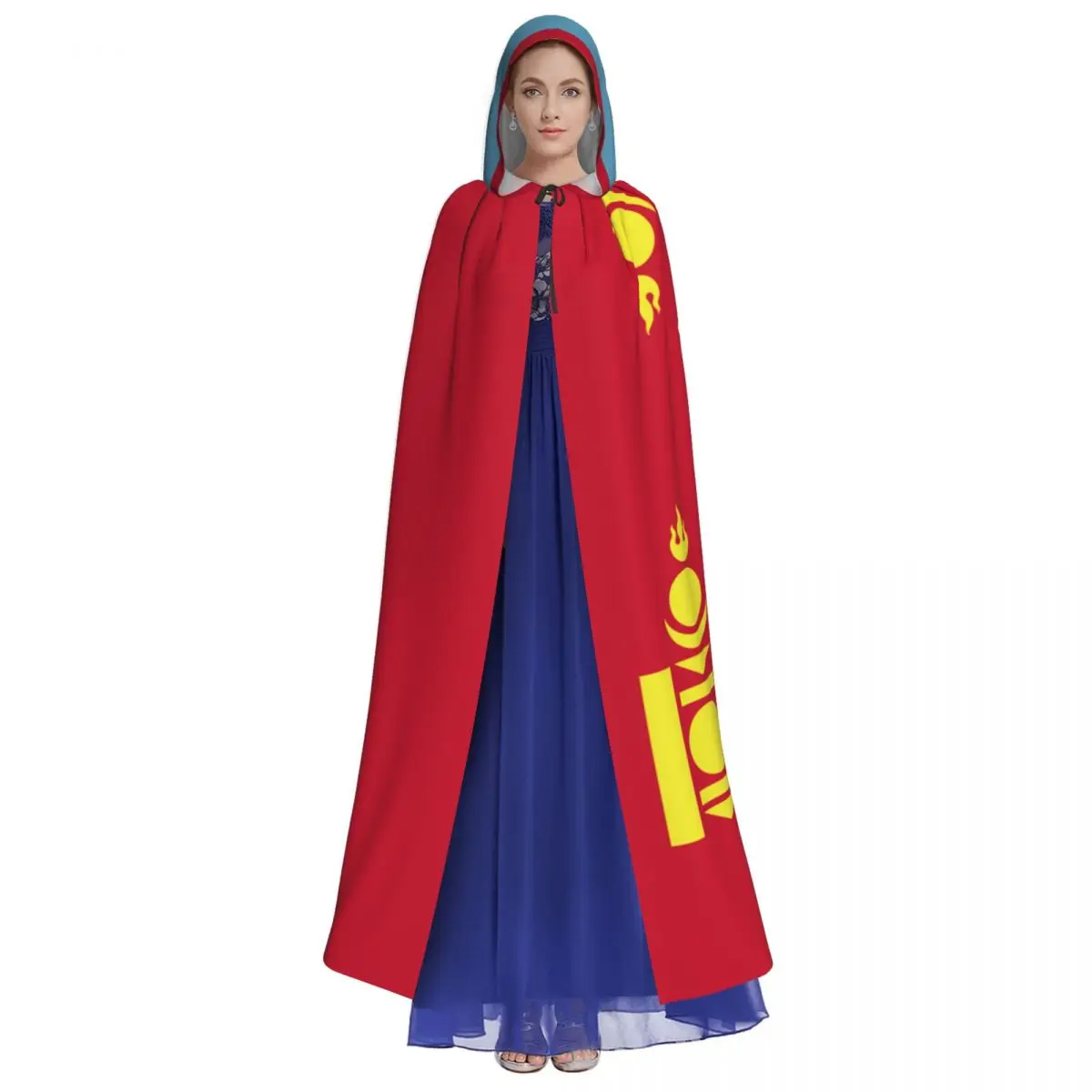 Hooded Cloak Polyester Unisex Witch Cape Costume AccessoryMongolia Flag