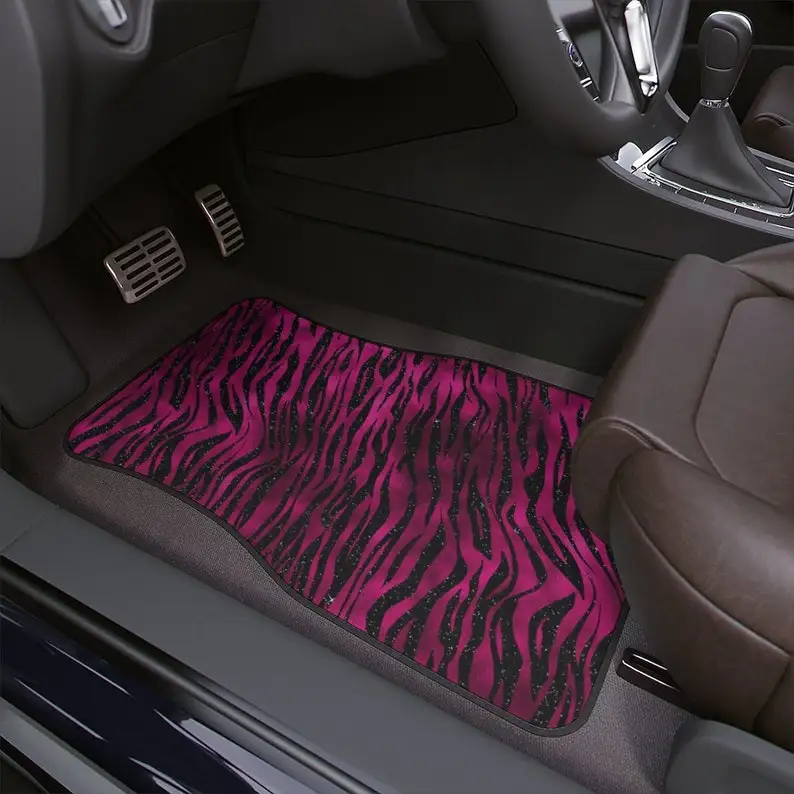 

wild pink zebra striped car floor mats, 1pc| animal design |pink and black zebra print | car accent| car accessory| gift idea