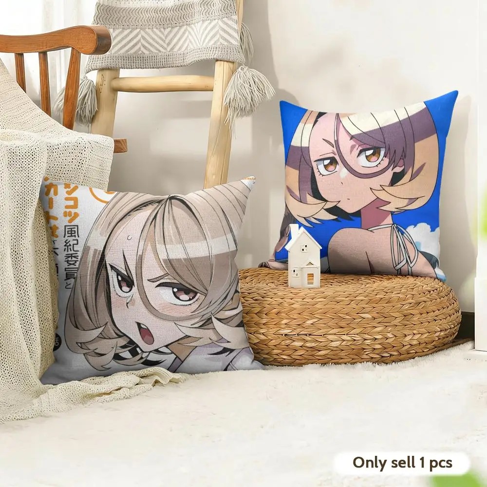 The Klutzy Class Monitor and Girl Short Skirt Cushion Cover Natural Linen Double Sided Print  Throw Pillow Case for Home Decor
