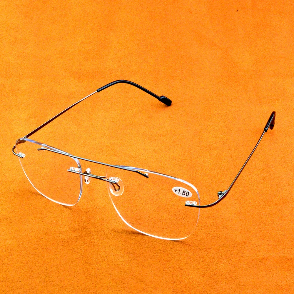 Men Women Aviation Rimless Antireflective Frameless Progressive Multifocal Limited Reading Glasses +1 to +4