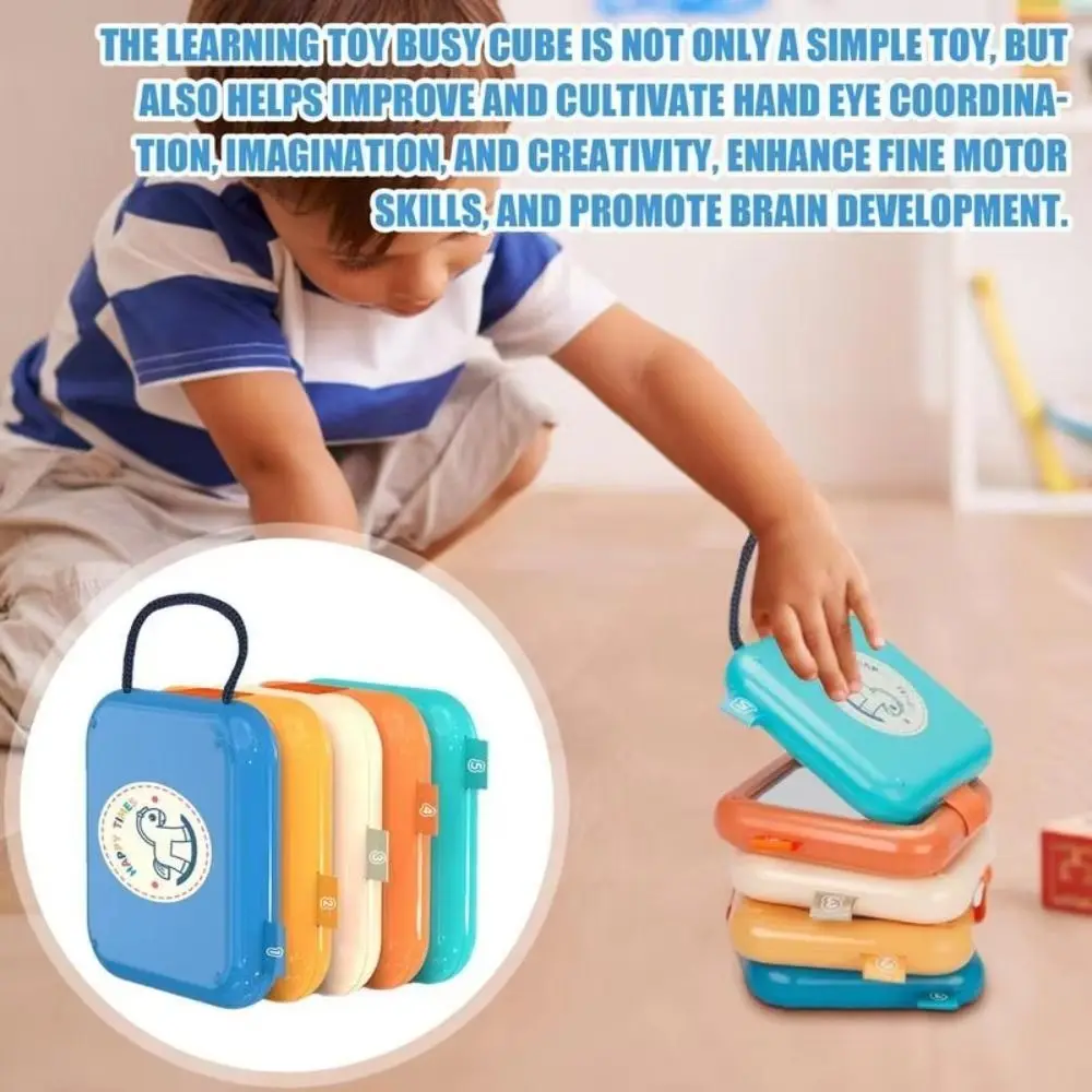 Folding Busy Cube Toy with Mirror Polyhedral Multifunctional Stacking Toy Puzzle Early Education Sensory Board Fine Motor