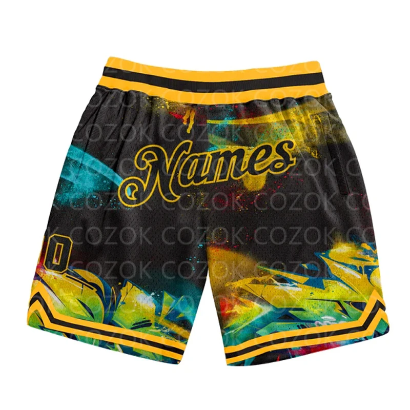 Custom Geometric pattern Authentic Basketball Shorts 3D Printed Men Shorts Your Name Mumber Quick Drying Beach Shorts