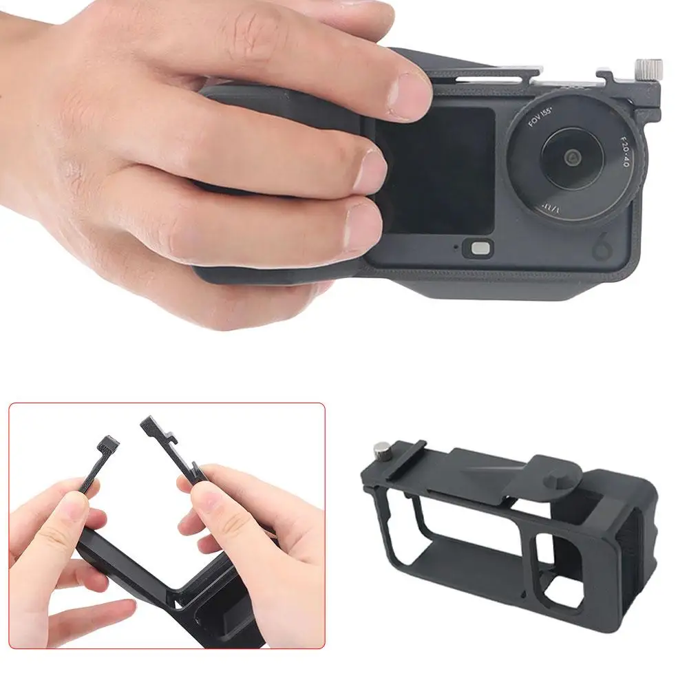 For OSMO Action 6 Street Photography Handle with Cold Shoe Mount, Action Camera Handle Shooting Rig Accessory 1PCS