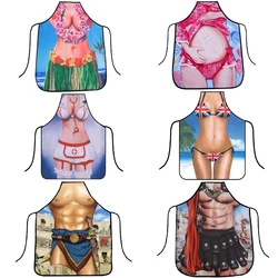 Funny 3D Aprons Digital Printed Sexy Cooking Party Muscle Naked Men Kitchen Bikini Black Men Women Adult Baking BIB