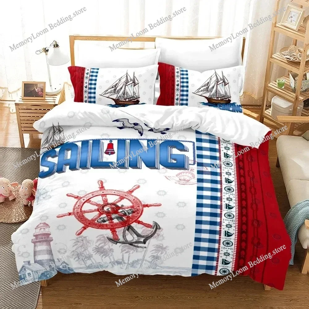 

Marine Anchor Pattern Duvet Cover Set Fashion 3D Print Bedding Set Ultra Soft Quilt Cover and Pillowcases for Kids Teens Boys