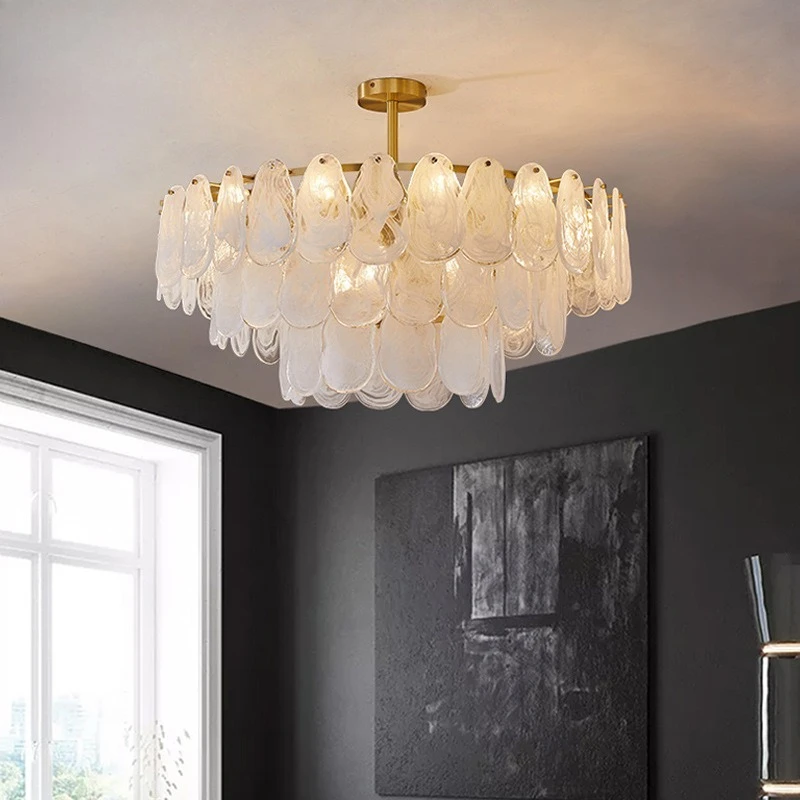 

Modern Minimalist Copper Pendant Light Luxury Chandelier for Living Room Bedroom Dining Room Villa Lighting