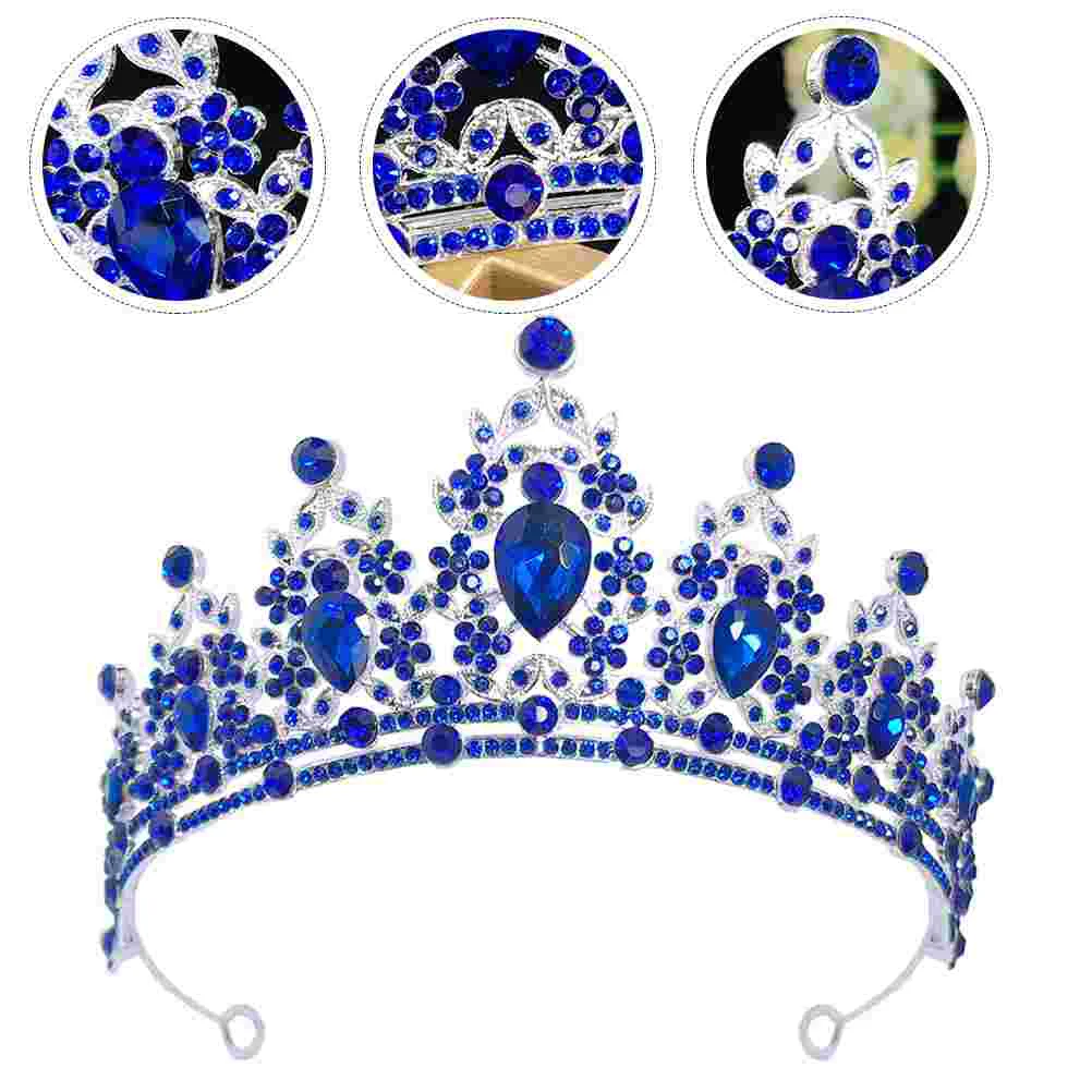 Azul strass coroa noiva tiara bandana strass casamento acessórios de cabelo acessório aniversário coroas de noiva