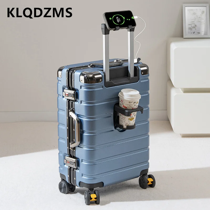 KLQDZMS Aluminum Frame Suitcase Large Capacity Trolley Case ABS+PC Boarding Box 20
