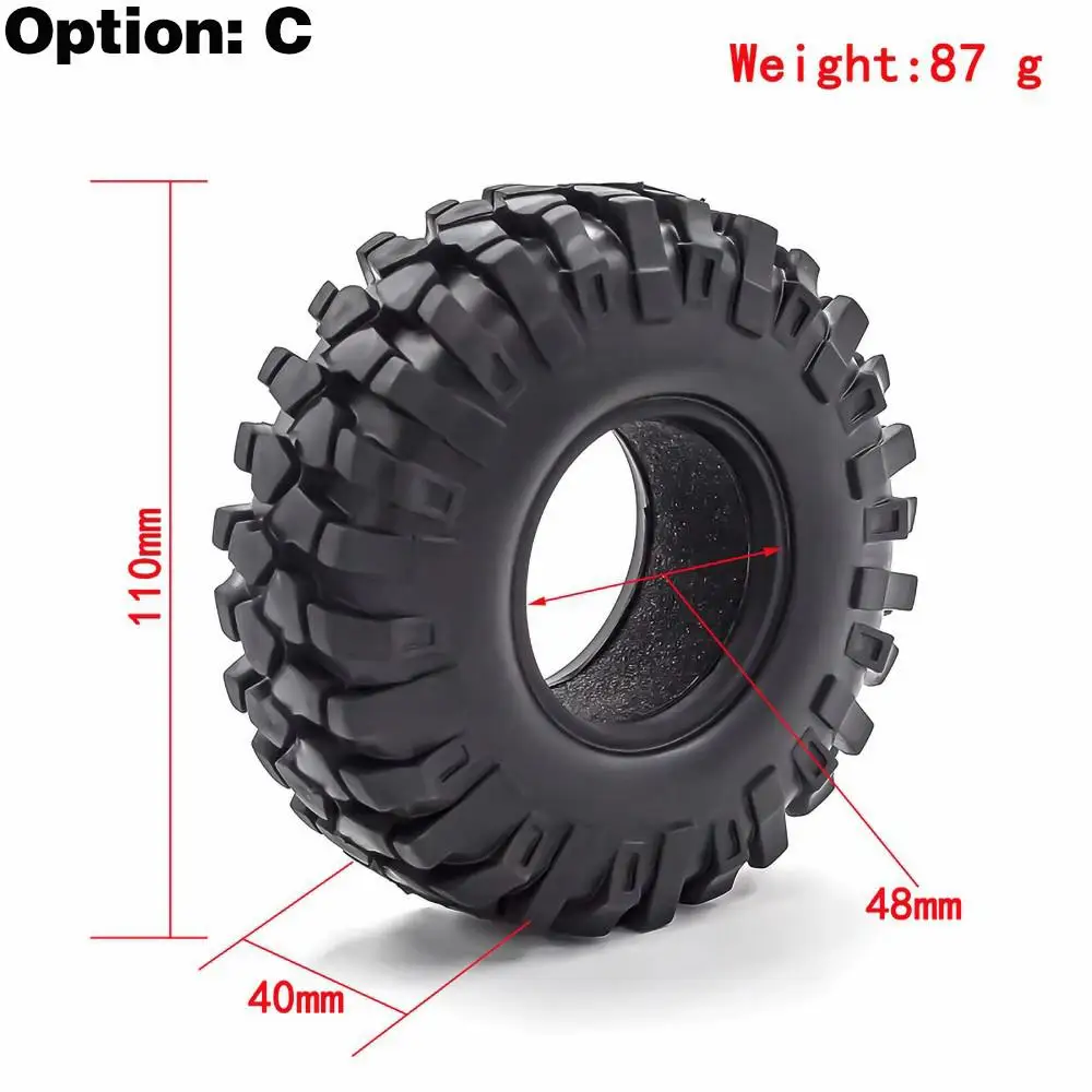 For 1/10 Rc Crawler Car Trax Trx4 Axial Scx10 Wraith Rc4wd Yikong Rgt Wrangler 1.9 Wheel 4pcs 1.9 Inch Rubber Tyre 96-108-115mm