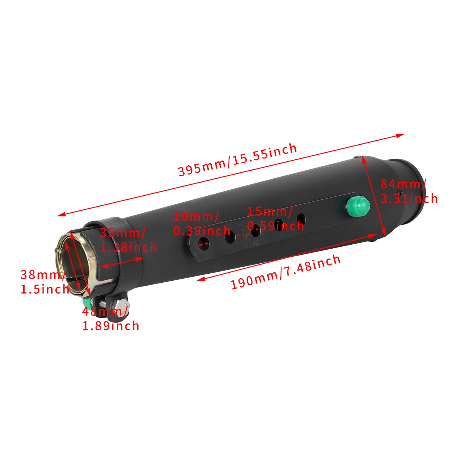 38mm Motorcycle Exhaust Pipe Muffler with Sliding Bracket Motorbike Part Rustproof Fit For 125CC Moto & Cruiser Models