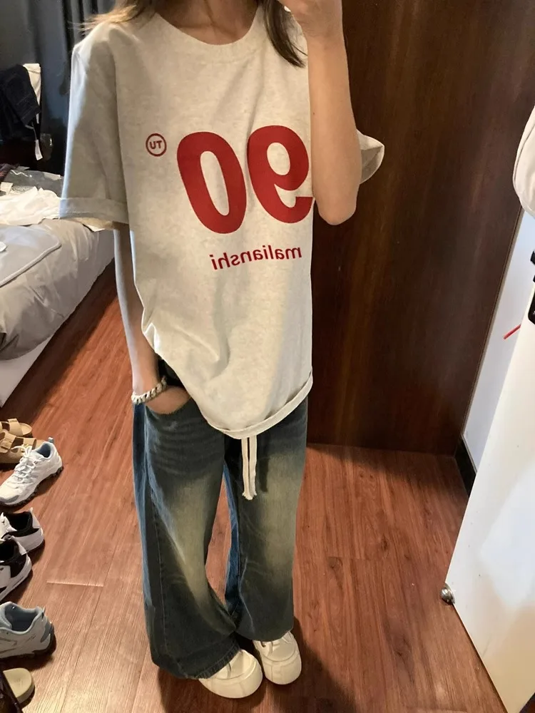 

Summer Women's T-Shirt Casual Short-Sleeved T-Shirt Fashion Streetwear Round Neck Pullover for Women