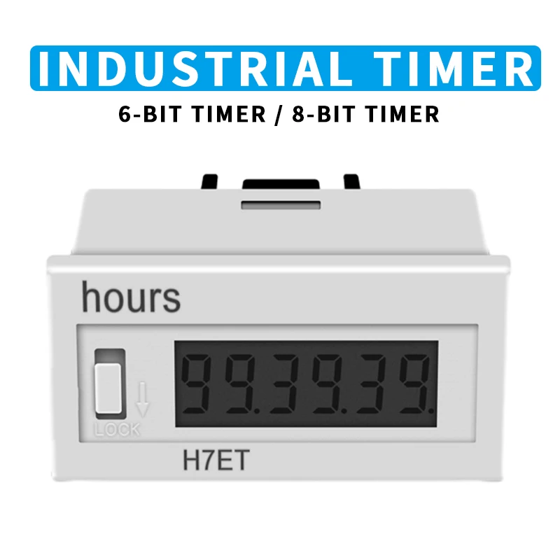 

AC100-240V Timer cumulative Hours no voltage DC 5-48V Lock key 6 digit LCD Counts 9999H59M Hours meter