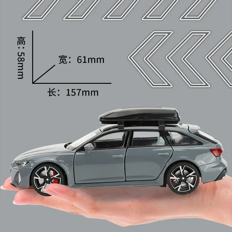 1:32 Audi RS6 Hoge Simulatie Diecast Metaallegering Model auto Geluid Licht Trek Collectie Favoriete Festival Geschenken