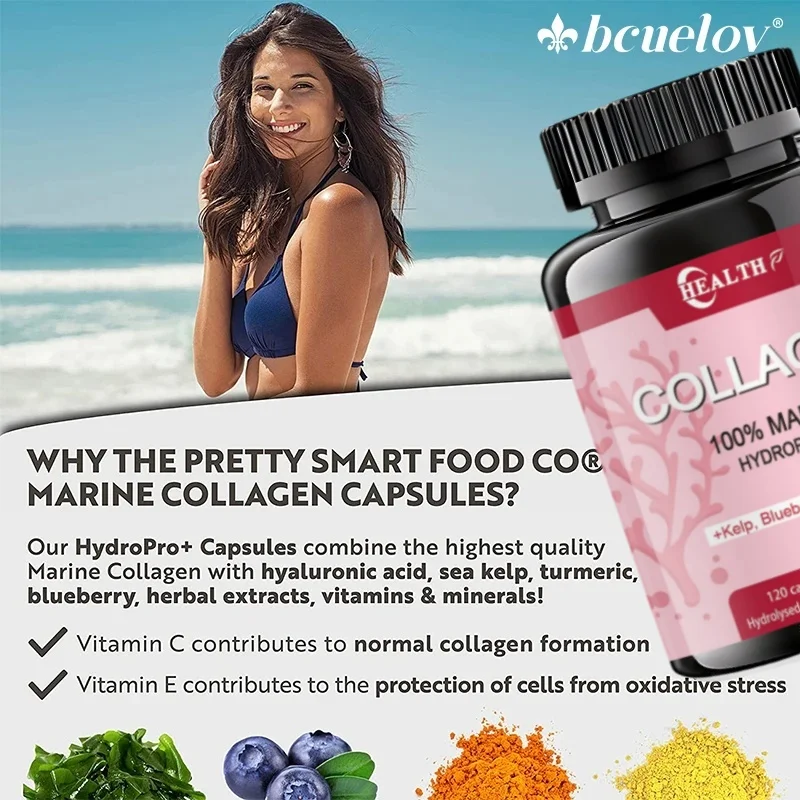 Marine Hydrolyzed Collagen Caps Strong Whitening Reduce Dull Skin Supplement Collagen Anti-oxidation Anti-aging Enhance Immunity