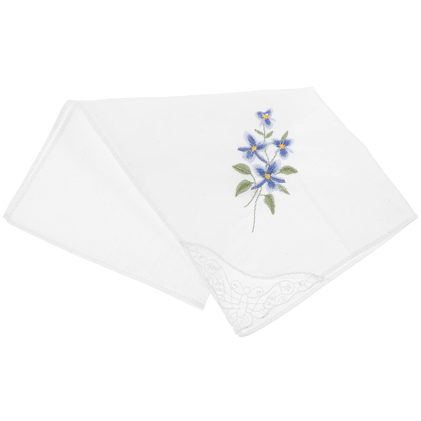 Embroidery Square Handkerchief Cotton Fabric Floral Pattern Lightweight Ladies Handkerchiefs For Wedding Prom Dating
