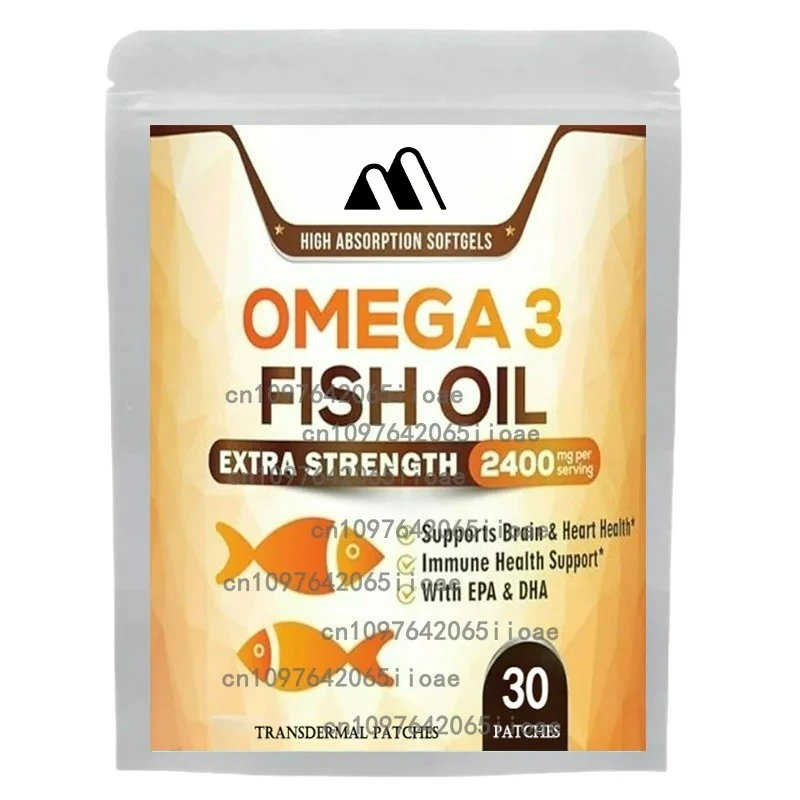 30 Patches Omega 3 Fish Oil Transdermal Patches Support Heart, Brain, Joints, Skin, Immune Health