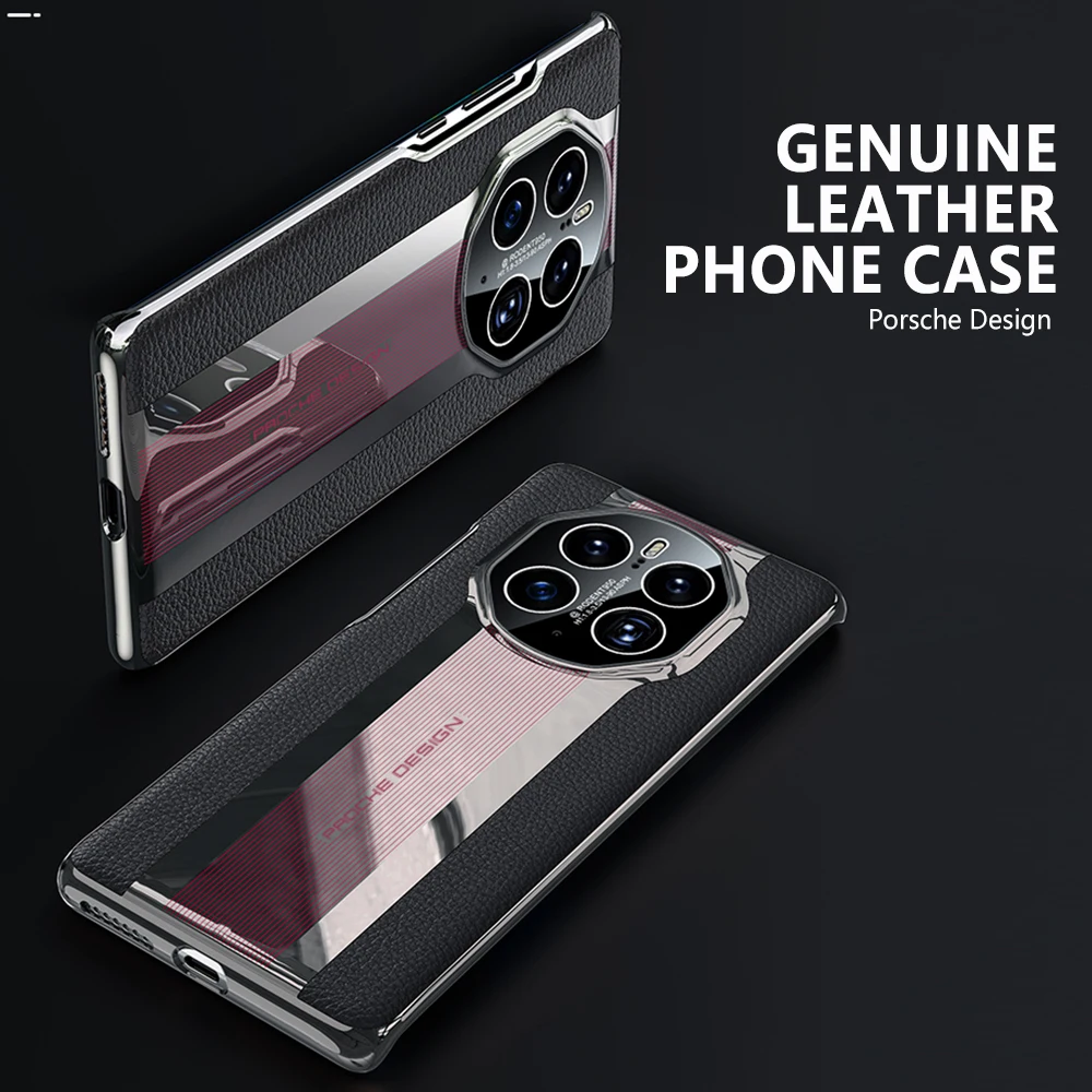 Genuine Plating Leather Case for Huawei Mate 50 Pro Original Luxury 100% Natural leather Protection Hard Cover For Mate50 Capa
