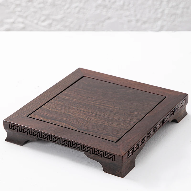 

Solid wood base, strange stone fish tank, bonsai Buddha statue, handicraft ornament, square rectangular wooden bracket.