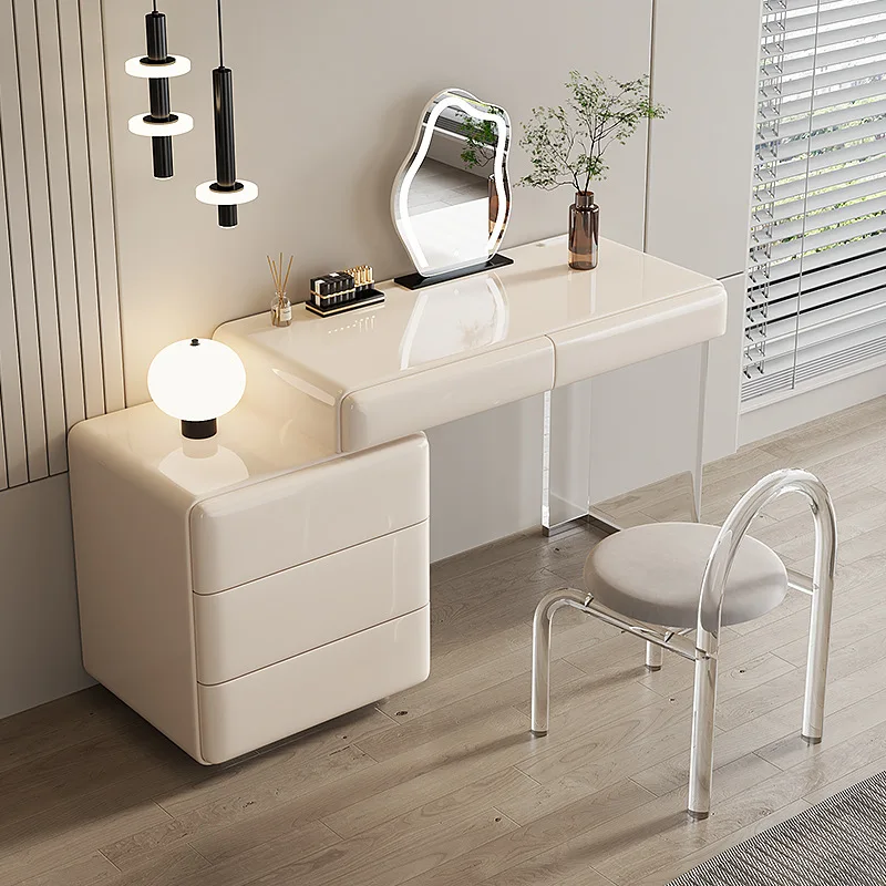 

Luxury Nordic Design Dressing Table Cabinet Makeup Chair Aesthetic makeup Table Nordic Women Tocador Mueble Maquillaje Decor