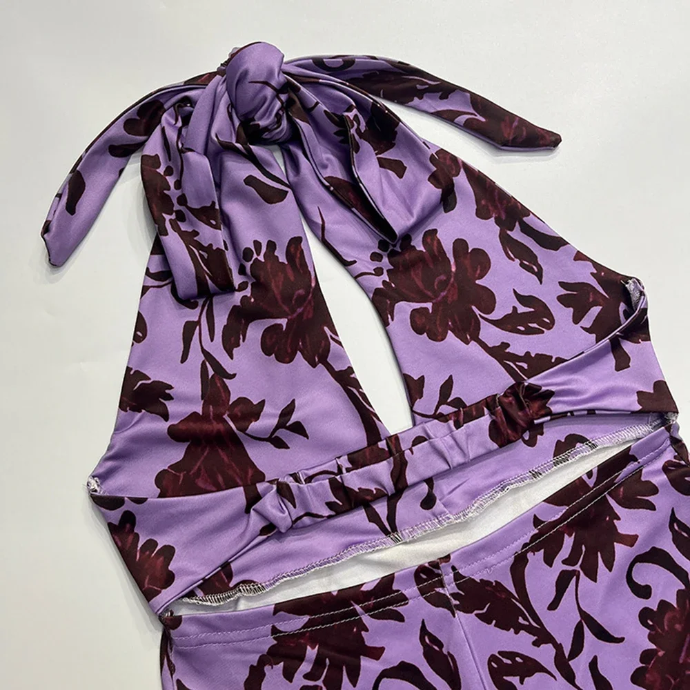 レディース向けサマーファッション エレガント カットアウト ノースリーブ ホルターネック マキシ丈 カジュアル シフトドレス