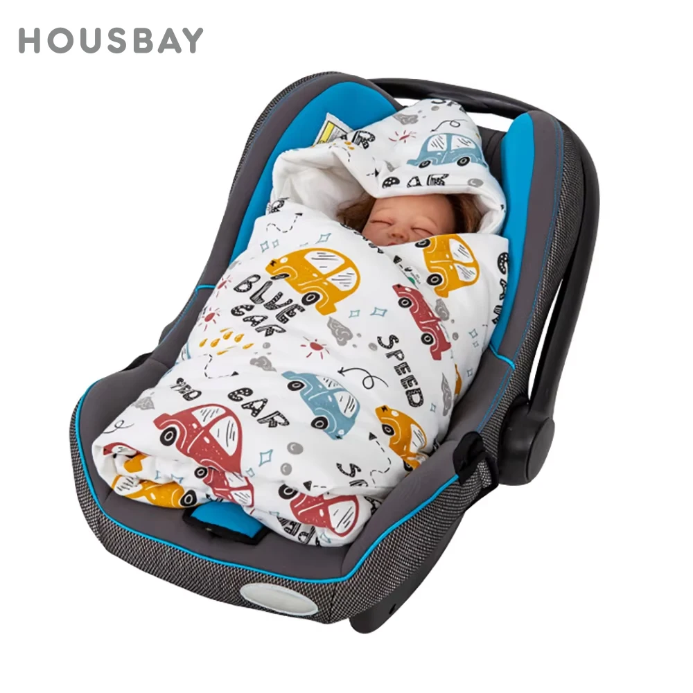 

Baby Carriage Blanket 100%Cotton-Padded Temperature-Regulating Breathable No Sweating Edge-Wrapped To Prevent Unraveling 2.5tog