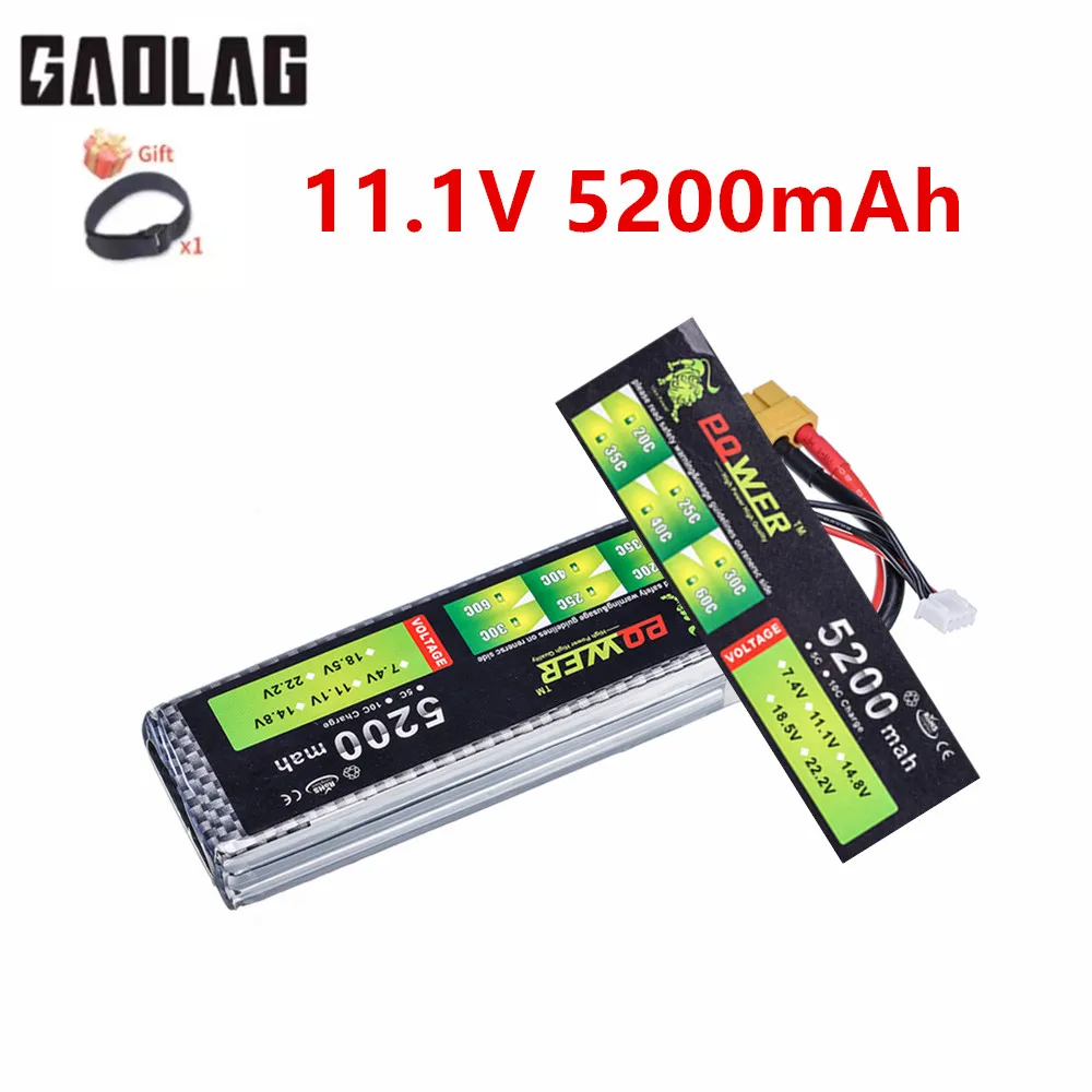 3s 11.1V 5200mAh 40C Lipo Battery for RC Car RC Boats RC Drone Battery spare Parts 3S LIPO 11.1 V 2200 mah with XT30 XT60 T Plug