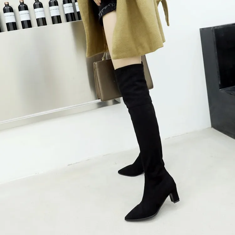 Big Size 9 10 11-17 thigh high boots knee high boots over the knee boots women ladies boots	shoes woman winter boots women Pure