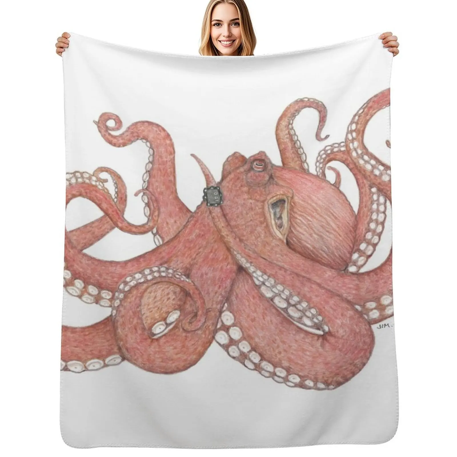 Octopus Wearing a Dive Computer Throw Blanket heavy to sleep Hairy Comforter Hairys Heavy Decorative Sofa Blankets