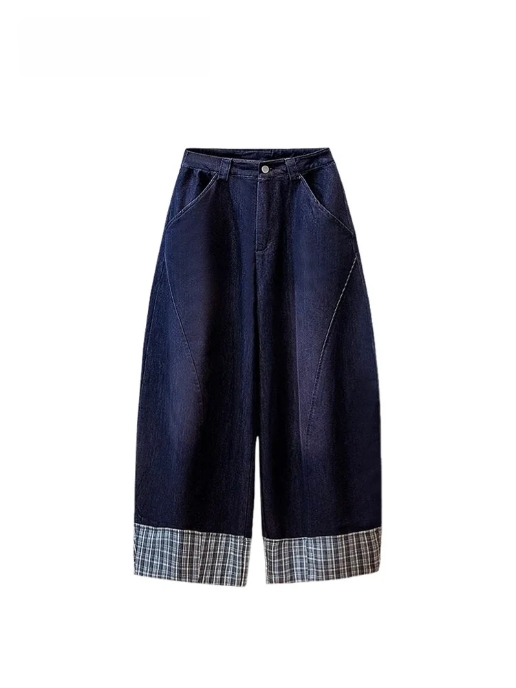 

Faionable High Waist Wide Leg Denim Pants for plus Size Women Spring New Sle Casual Comfortable Polyester Fiber Trousers