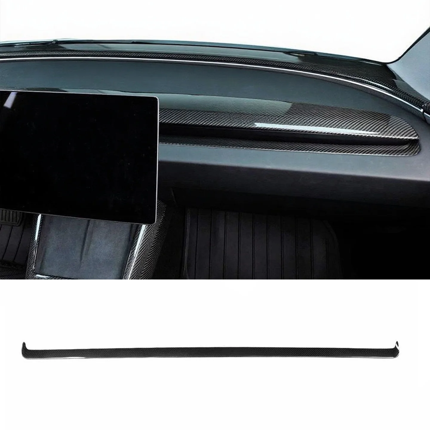 

Highland Carbon Fiber Dashboard Trim Cover for Tesla Model 3 2024 Accessories Dashboard Trim Strip