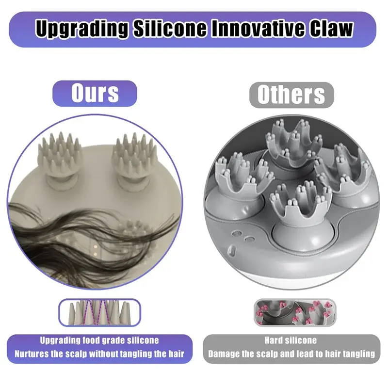 Massage de tête anti-Stress relaxant avec 8 griffes de Massage, électrique, outil de Massage du cuir chevelu Portable, conception étanche