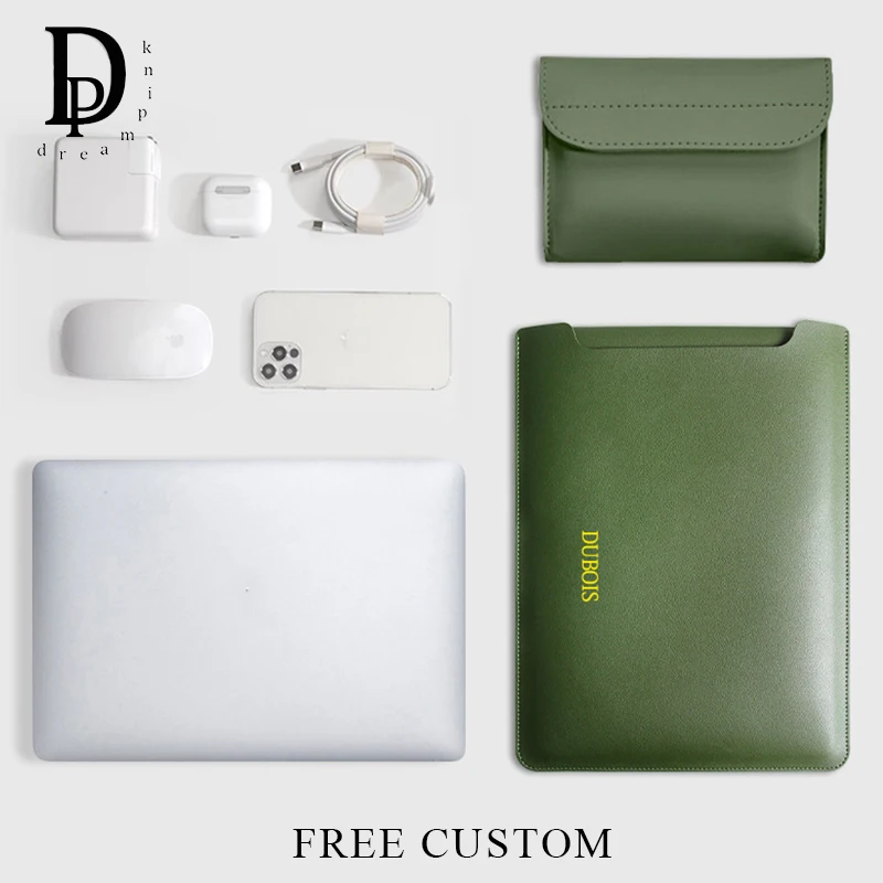 Costomized Business PU Leather Laptop Bag Waterproof Large Capacity Protective Notebook Computer Storage Bag Luxury Laptop Pouch