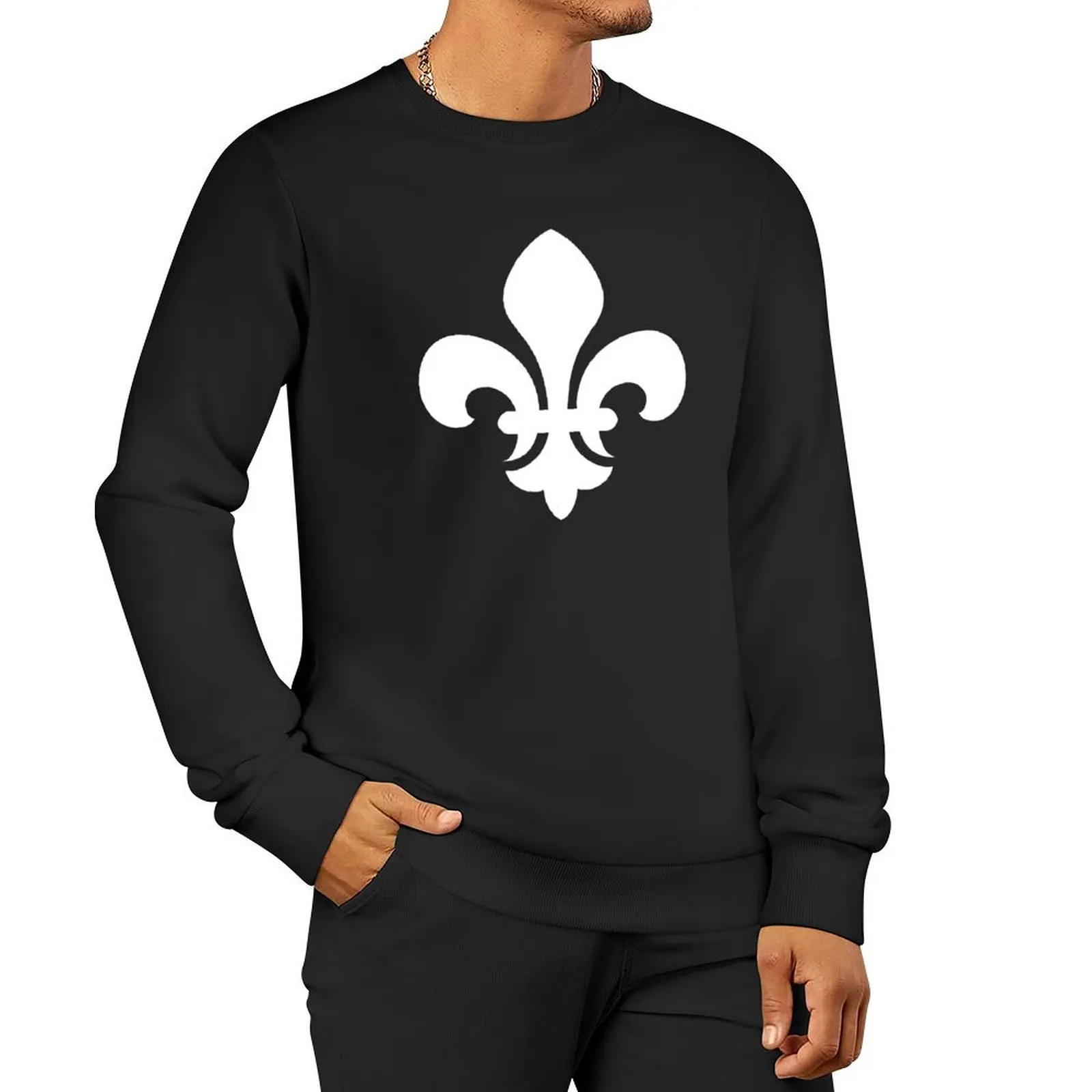 

White Fleur-de-Lys symbol Pullover Hoodie winter clothes hooded sweatshirts