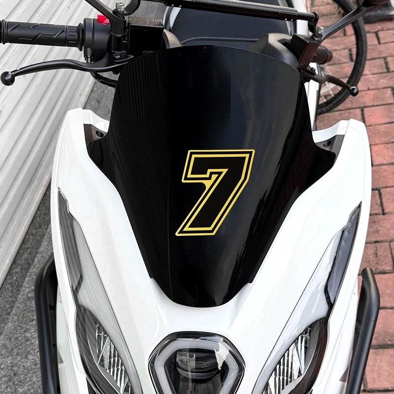 1pc Gold Number Sticker 1PC 0-9 Motorcycle Vinyl Decal Waterproof For Fairing Helmet Windshield Car Window Universal Decoration