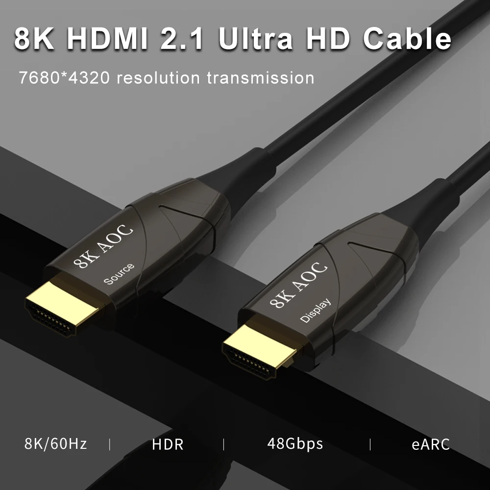 UltraHD 8K HDMI 2.1 Optic Fiber Cable 8K60hz 4K120hz High speed 48Gbps eARC HDR HDCP2.2/2.3 AOC Active Fiber for RTX 4070/4090