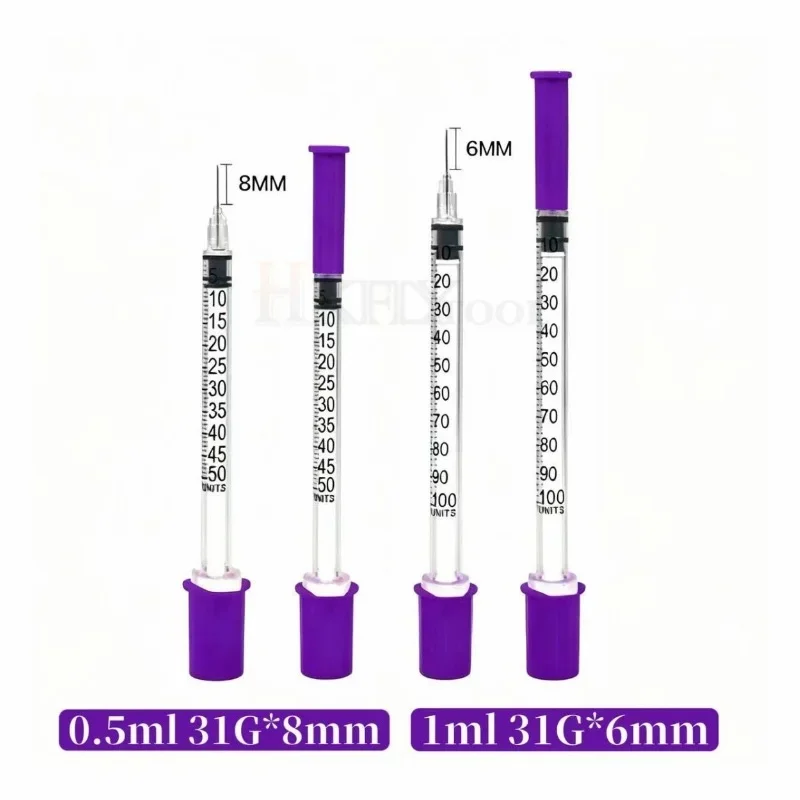 100Pcs 0.3ml/0.5ml/1ml Sterile Individually Syringe 29Gx13mm 31G 8mm 6mm needles for Pet Veterinary Lab Industrial Dispen JJ5366