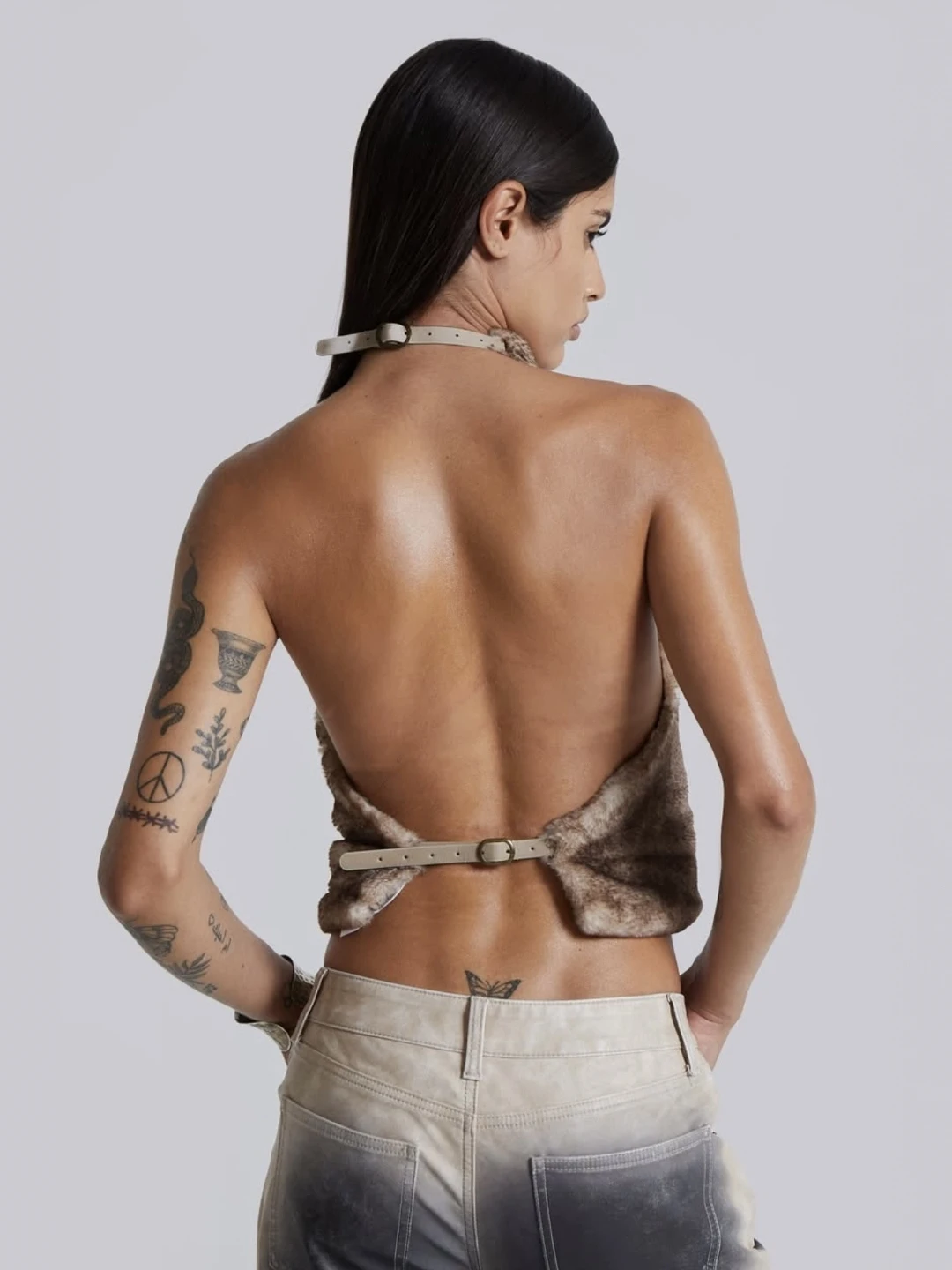 Sexy Bal colgante Ne chaleco de piel sintética Millennium Spicy Girl Bule Belly Strap Top AiVii marca piel entera corte recto o...