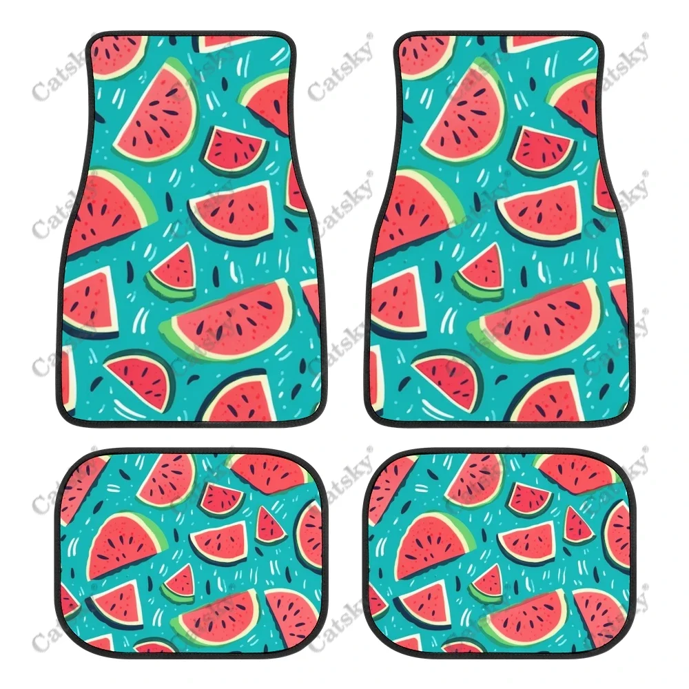 

Watermelon Slices And Leaves Car Auto Floor Mats Carpet, 4PCS Customized Cars Mat All Weather Automotive Vehicle Pad Stylish
