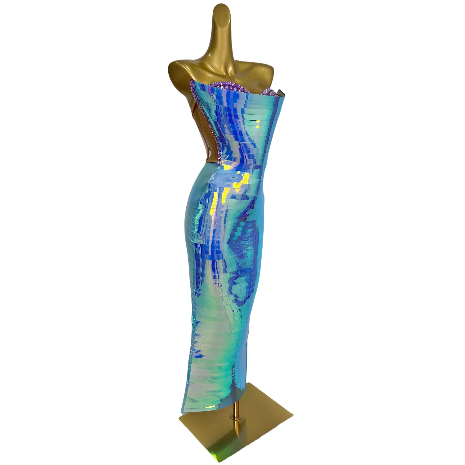 Vestido de Festa Longo Azul Luxuoso Sem Alças para Mulheres, Vestido de Gala para Ocasiões Especiais Dianti