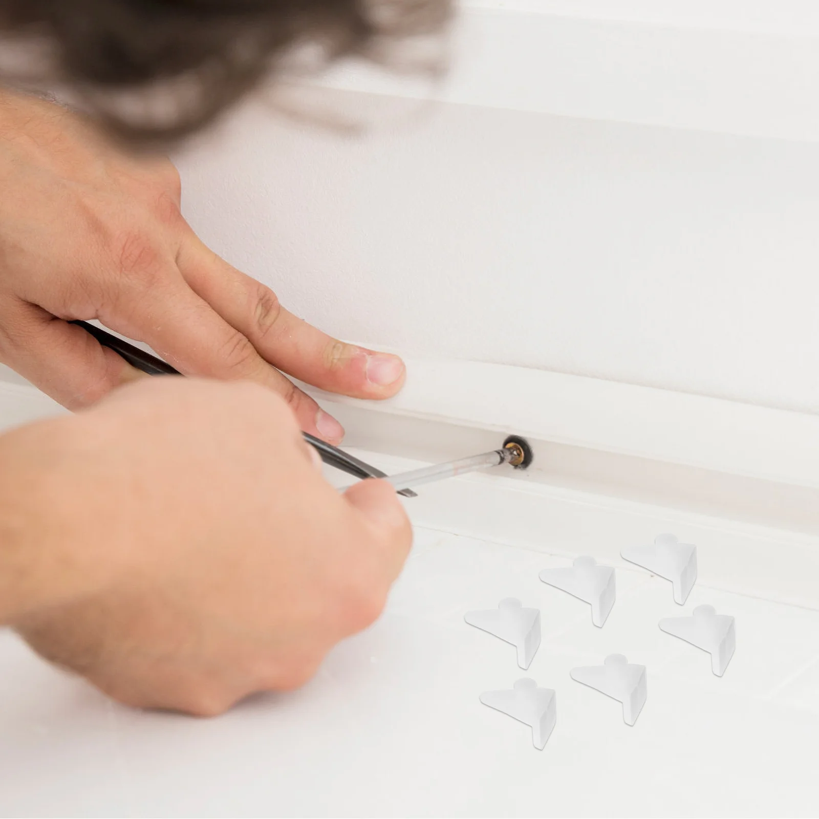 

50Pcs Heavy Duty Shelf Clips Adjustable Fit for Cabinets Closets Bookshelves Easy Install Stable Support White