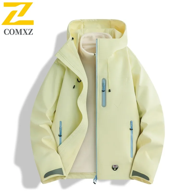 COMXZ الرجال مغامرة سترة أنيقة مقنعين تصميم في الهواء الطلق متعددة الوظائف معطف التزلج عادية سميكة الدفء الشتاء معاطف جديدة