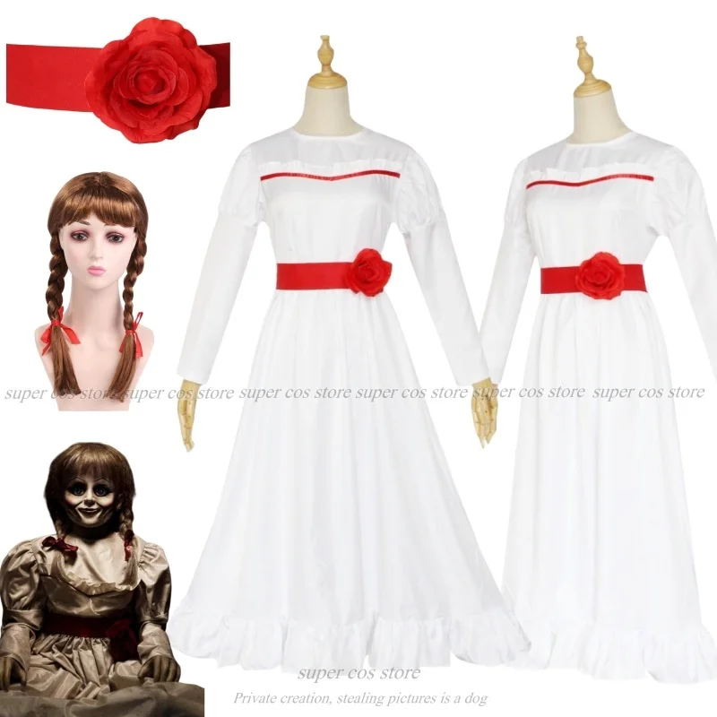 Movie Conjing Doll Annabelle Dresses Cosplay Halloween Carnival PartyCostumes Wig Suit Dress Up Female Child Adult Uniform Suit