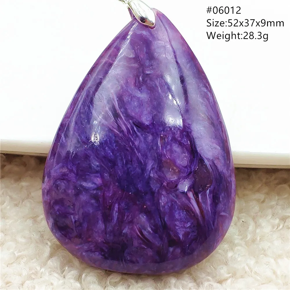 Natural Purple Charoite Water Drop Pendant Necklace Jewelry Russia Charoite 925 Sterling Silver Fashion AAAAAA