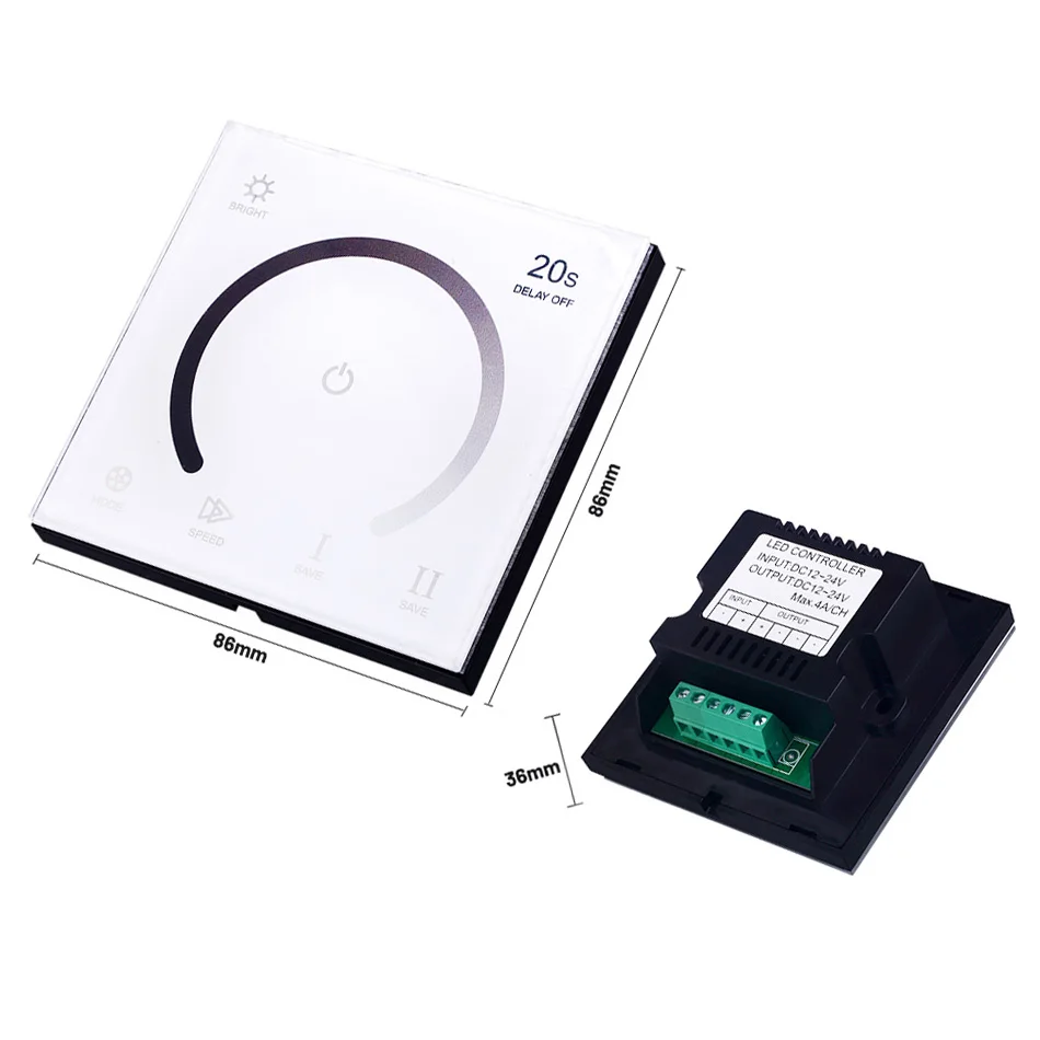 DC12V-24V LED Dimmer Schalter Touch Panel Control 12A 30A Einstellbare Spannung Regler Controller Für LED Streifen Dimmen Dimmer – Detail 4