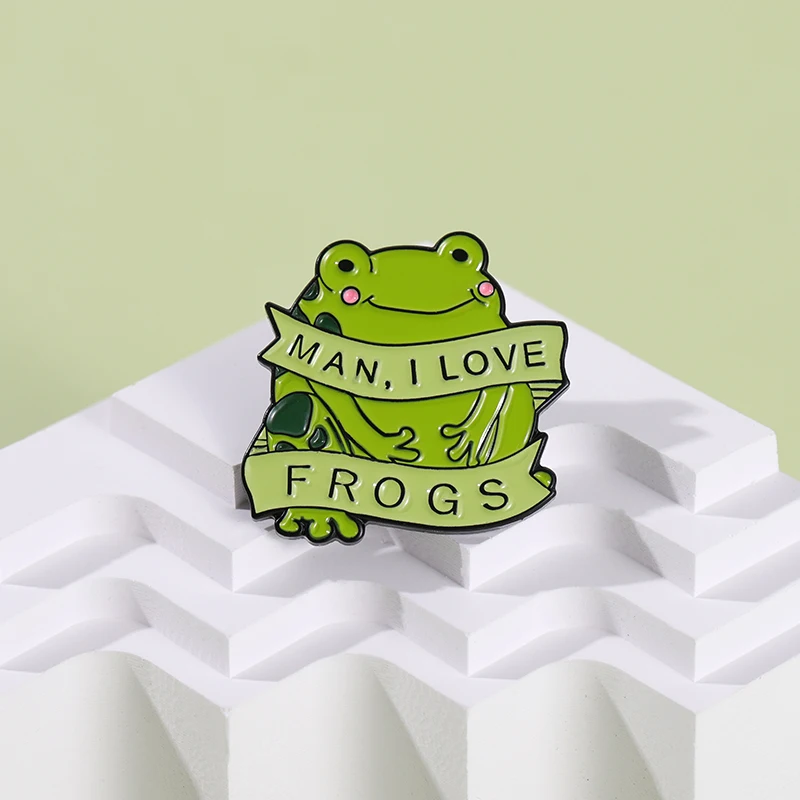 I Love Frogs Enamel Pins MILF Cartoon Brooches Lapel Badges Funny Animal Jewelry Gift for Man woman wholesale